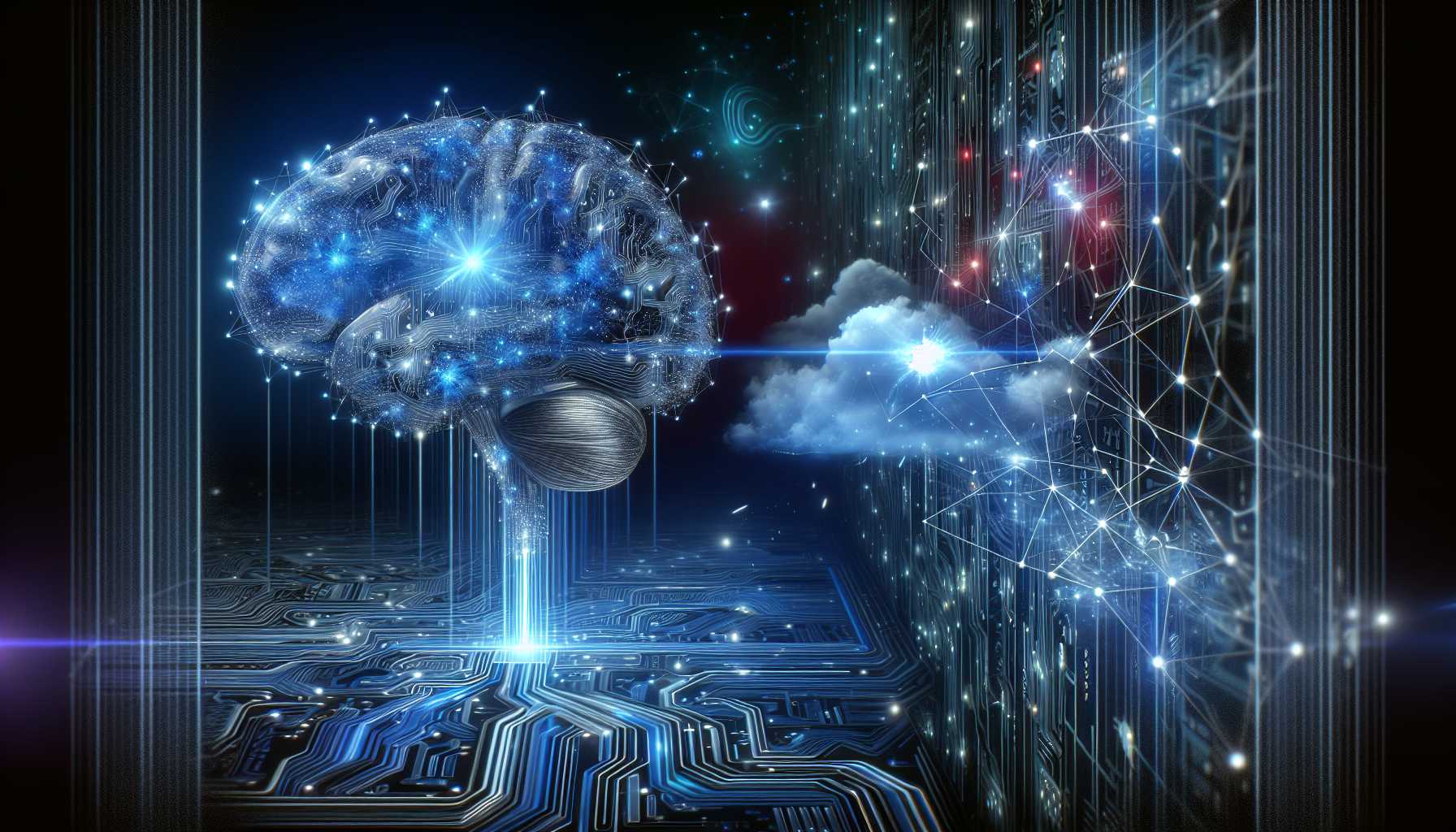 a futuristic digital brain connected to a cloud network