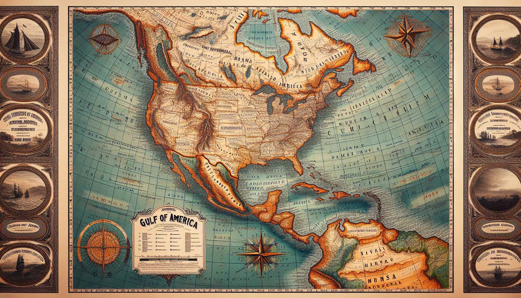 a map changing the name of the Gulf of Mexico to Gulf of America