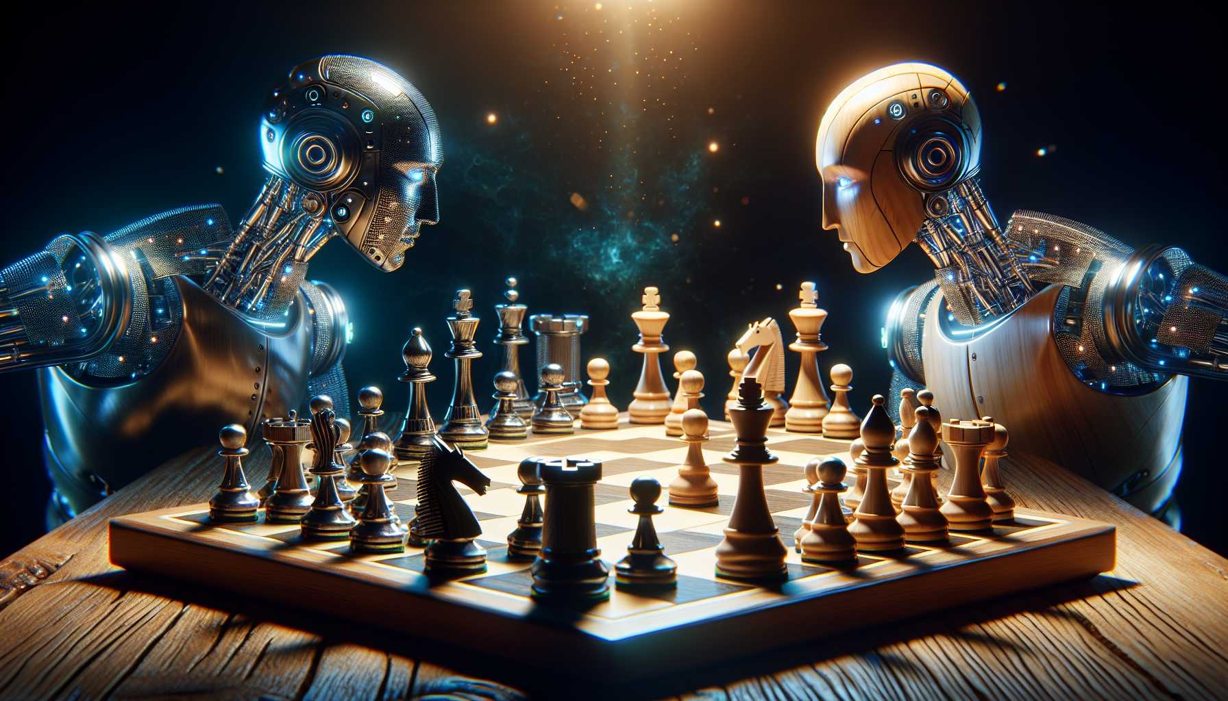 an intense match between AI and Stockfish chess engines