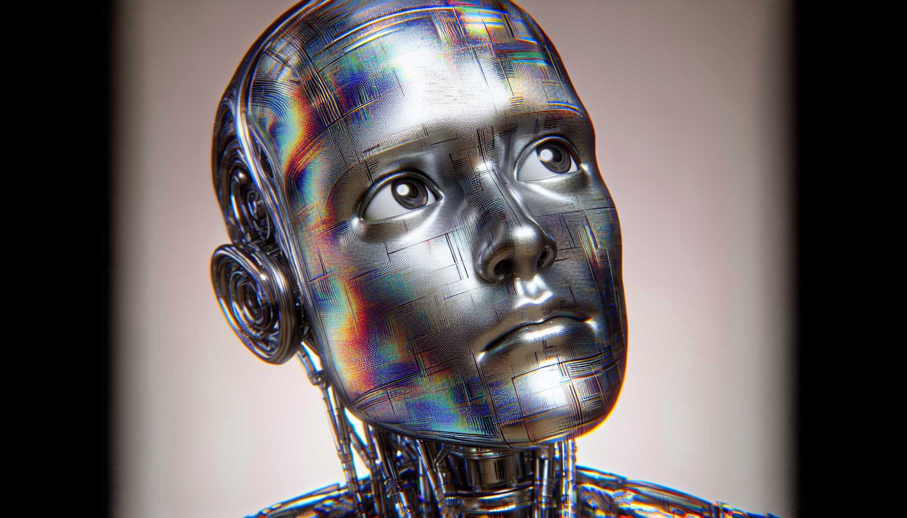 a puzzled humanoid robot with a glitch