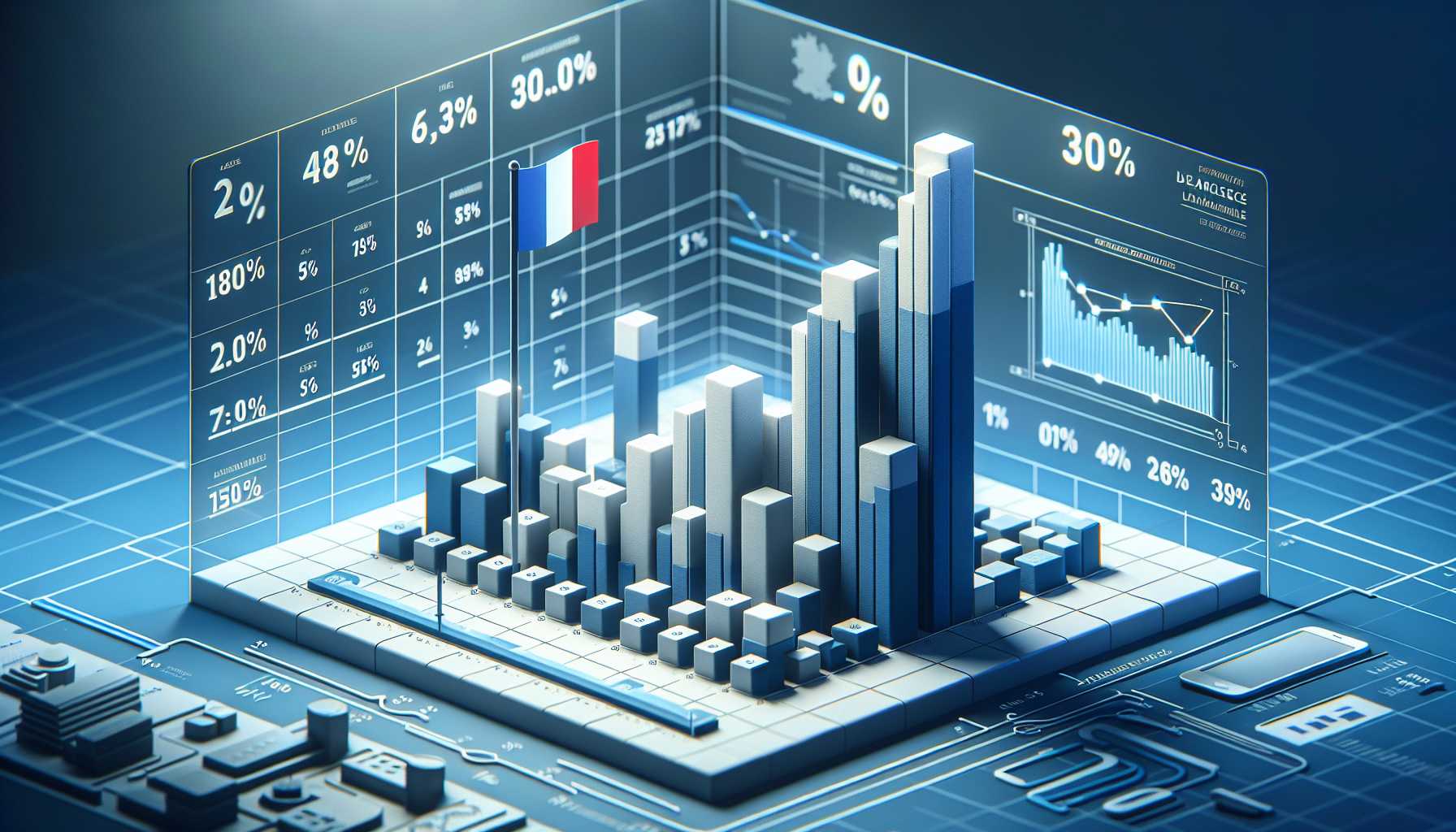 a graph showing the percentage of French people who have used an online ticket booking service in the past year