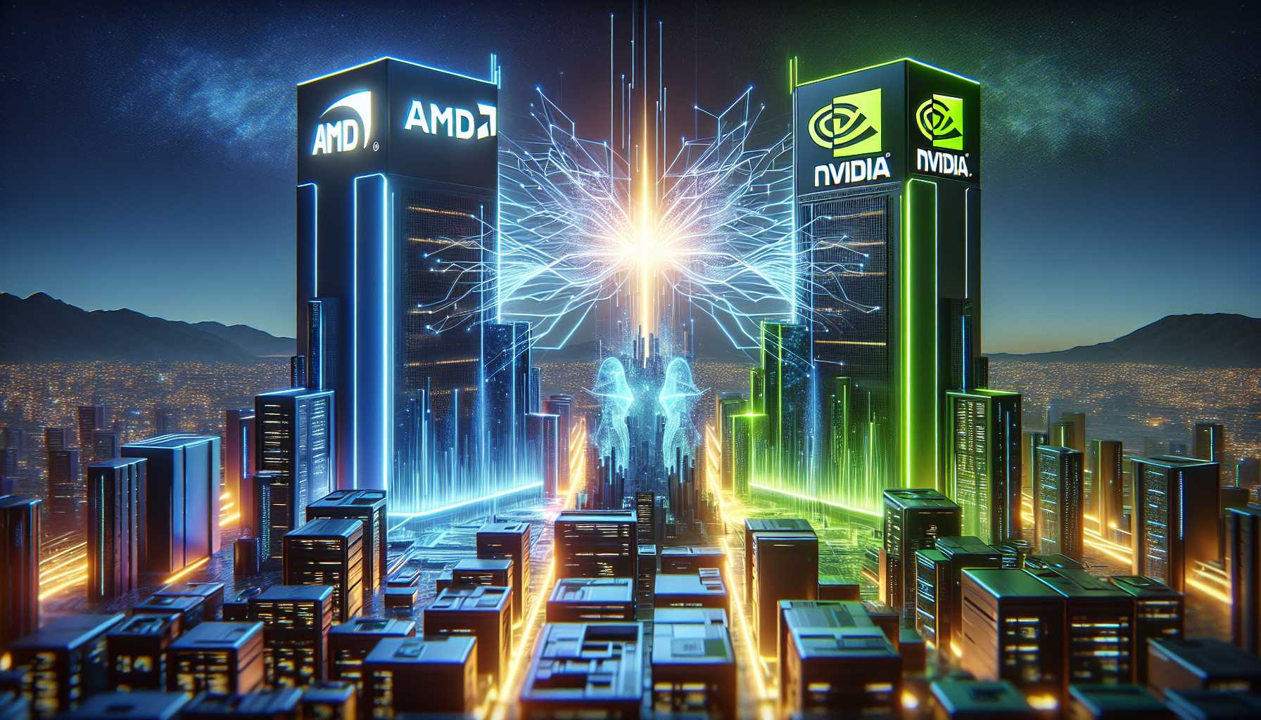 AMD versus Nvidia in AI innovation concept