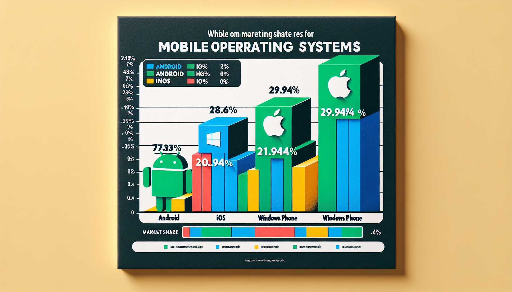 a bar chart showing the market share of mobile operating systems in the Netherlands, with Android dominating at 78.66%, iOS at 20.94%, and Windows Phone at 0.4%