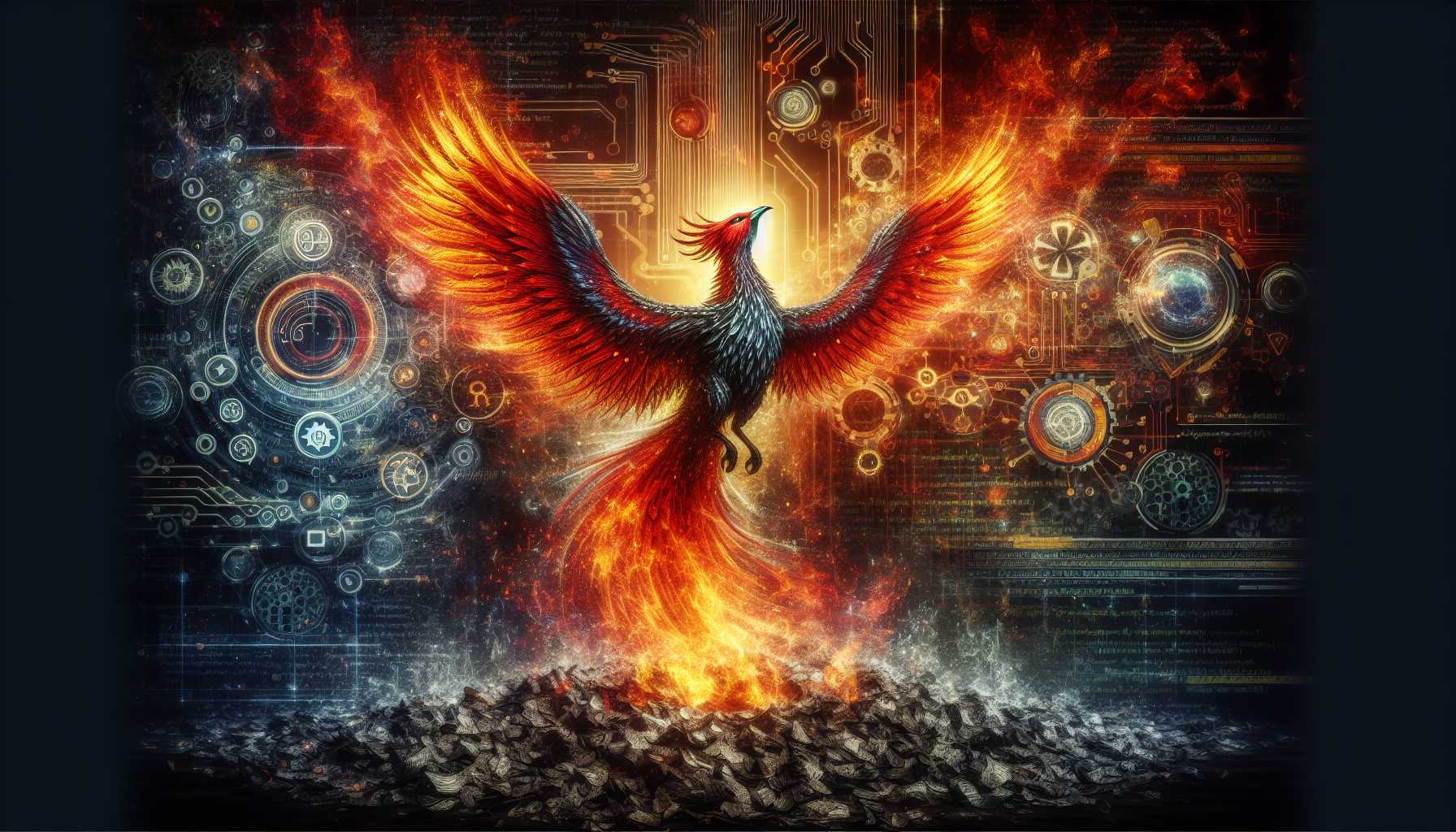 phoenix rising from ashes metaphor in tech industry