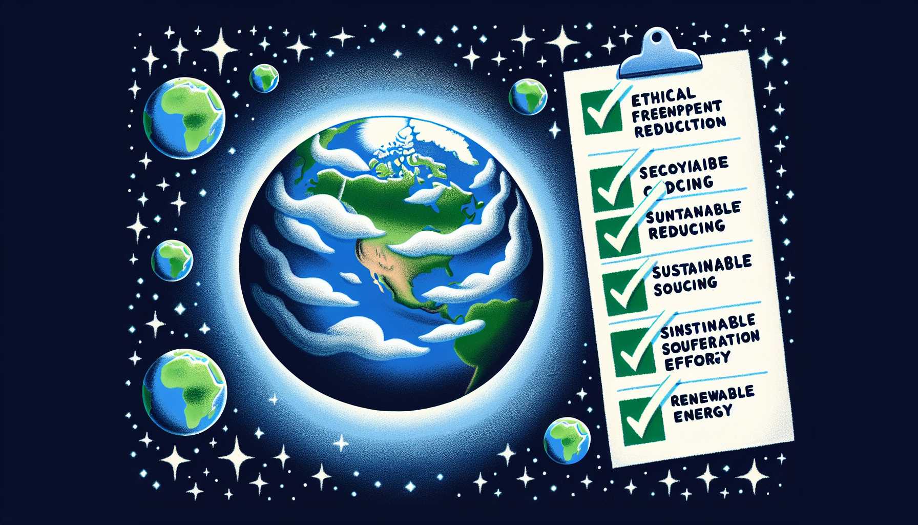 ethical greenwashing concept with planet earth and checklist