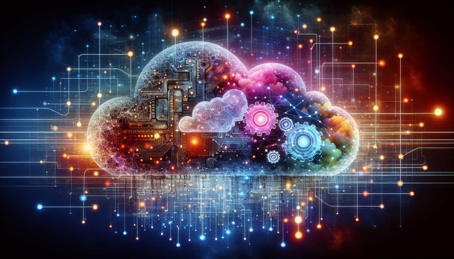 an abstract representation of cloud computing and artificial intelligence