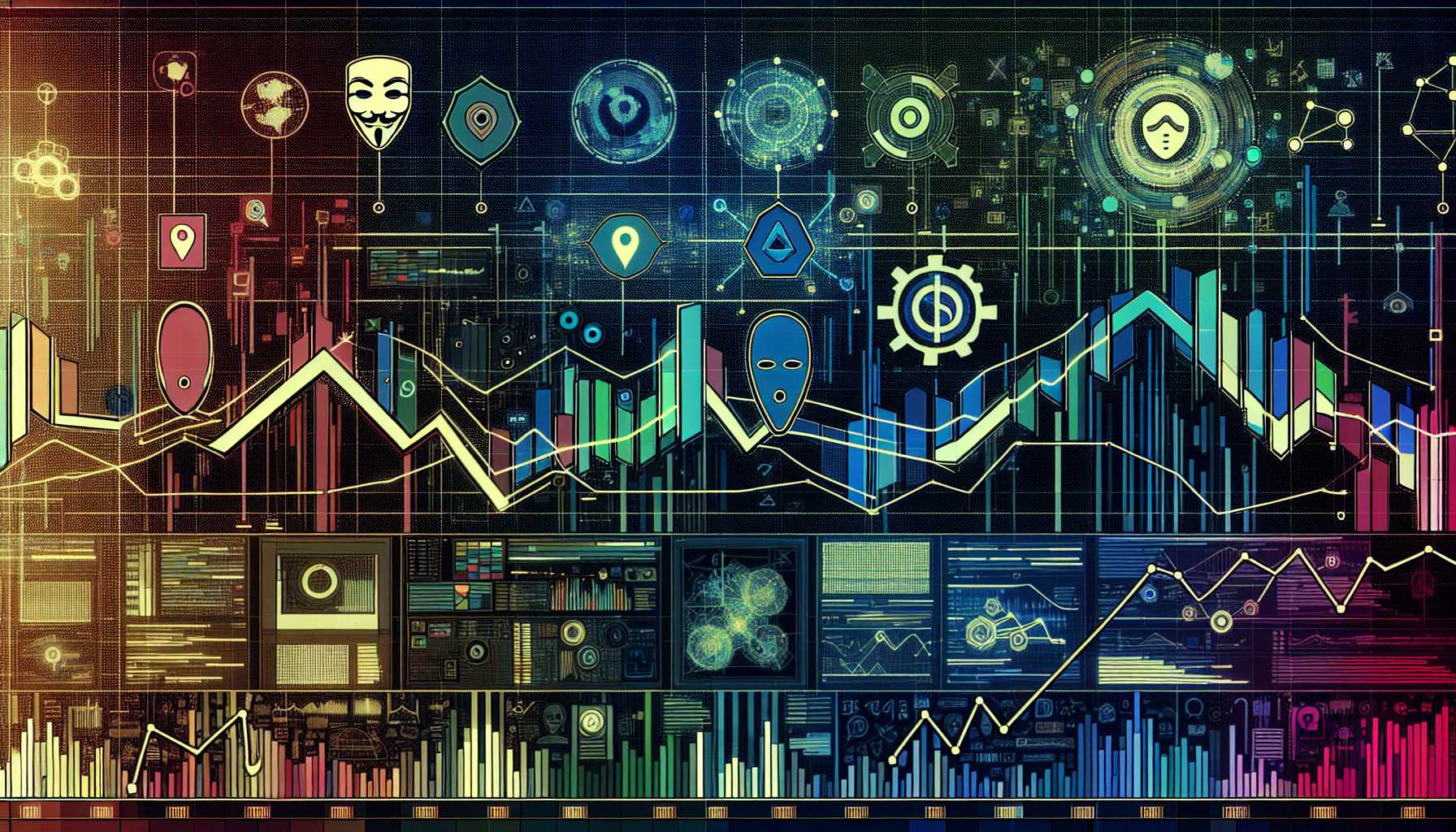 graphics depicting stock growth for AI companies like Palantir, Nvidia, Meta, and AMD