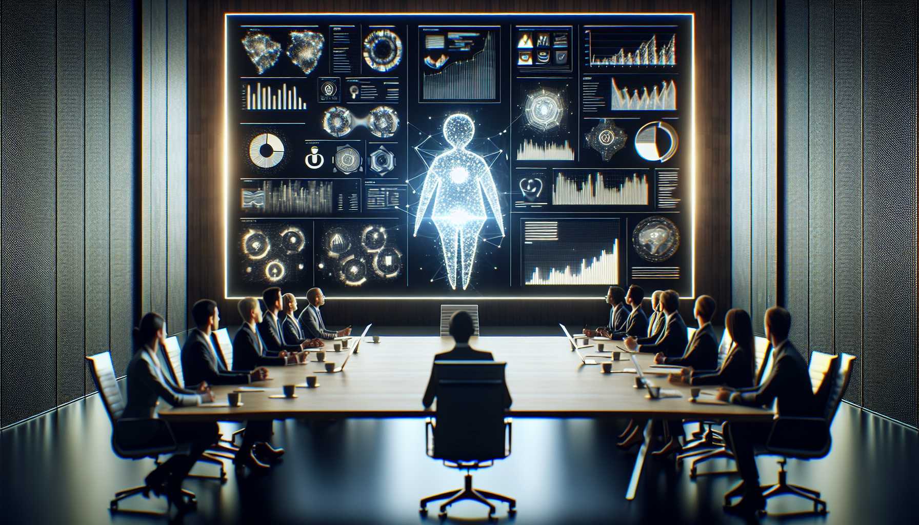 an AI-powered data analytics presentation in a corporate setting