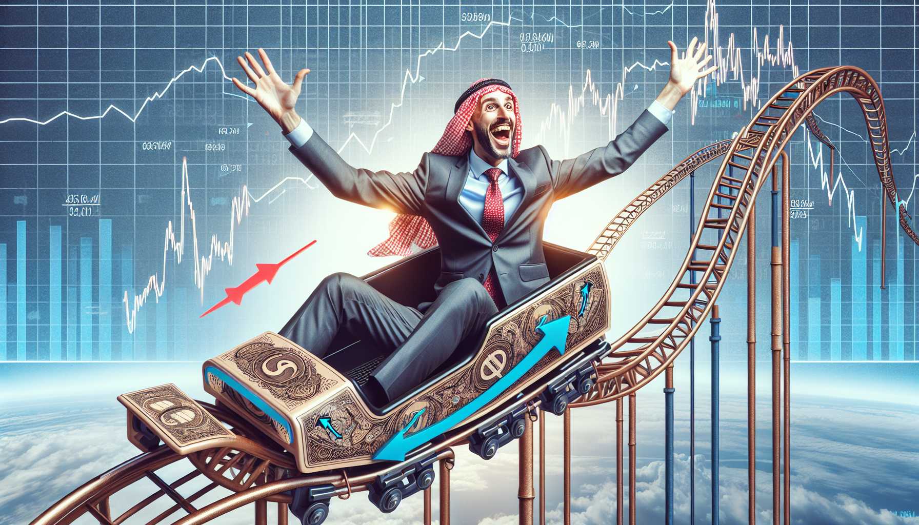 excited investor riding a roller coaster symbolizing the stock market