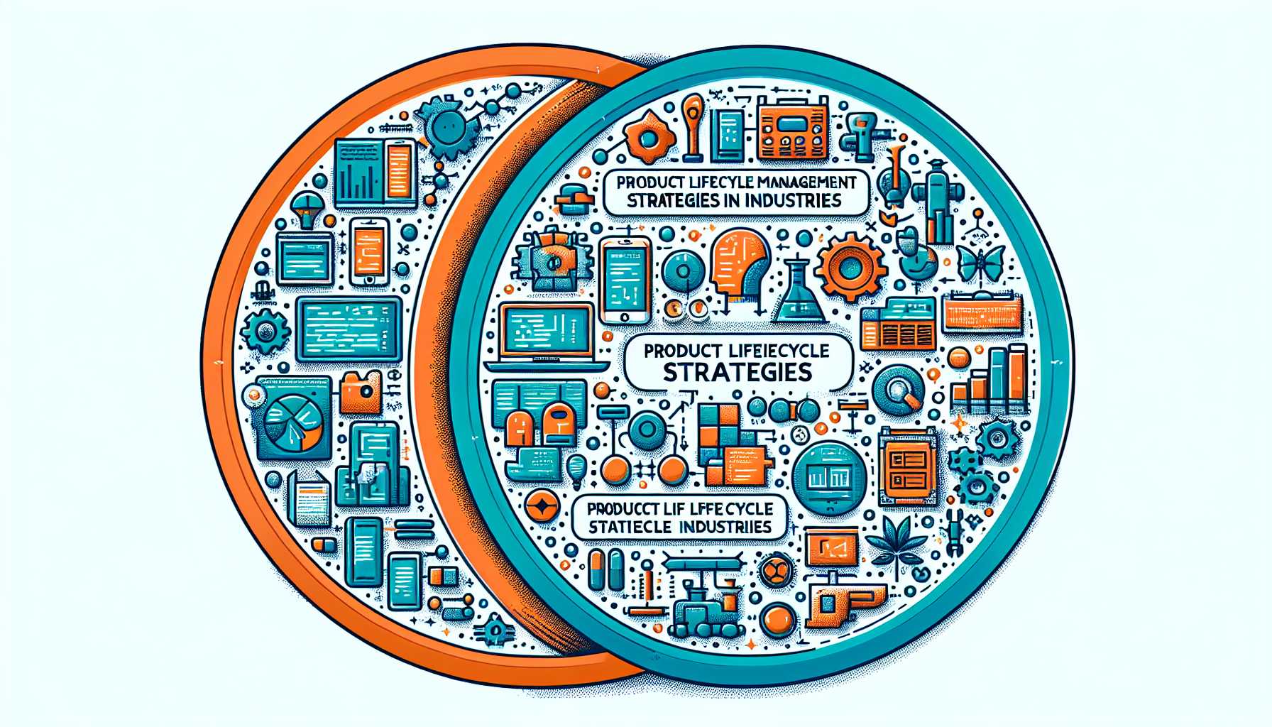 a stylized Venn diagram showing the overlap between product lifecycle management strategies in tech and stable industries