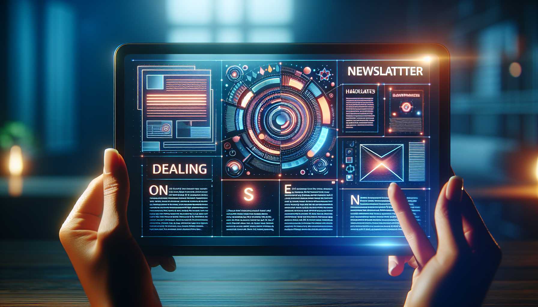 image of eye-catching newsletter layout on digital screen