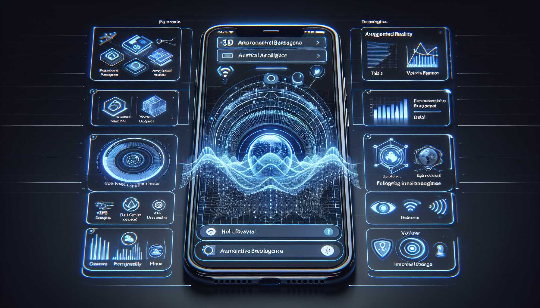 illustration of futuristic mobile browser interface with AI elements