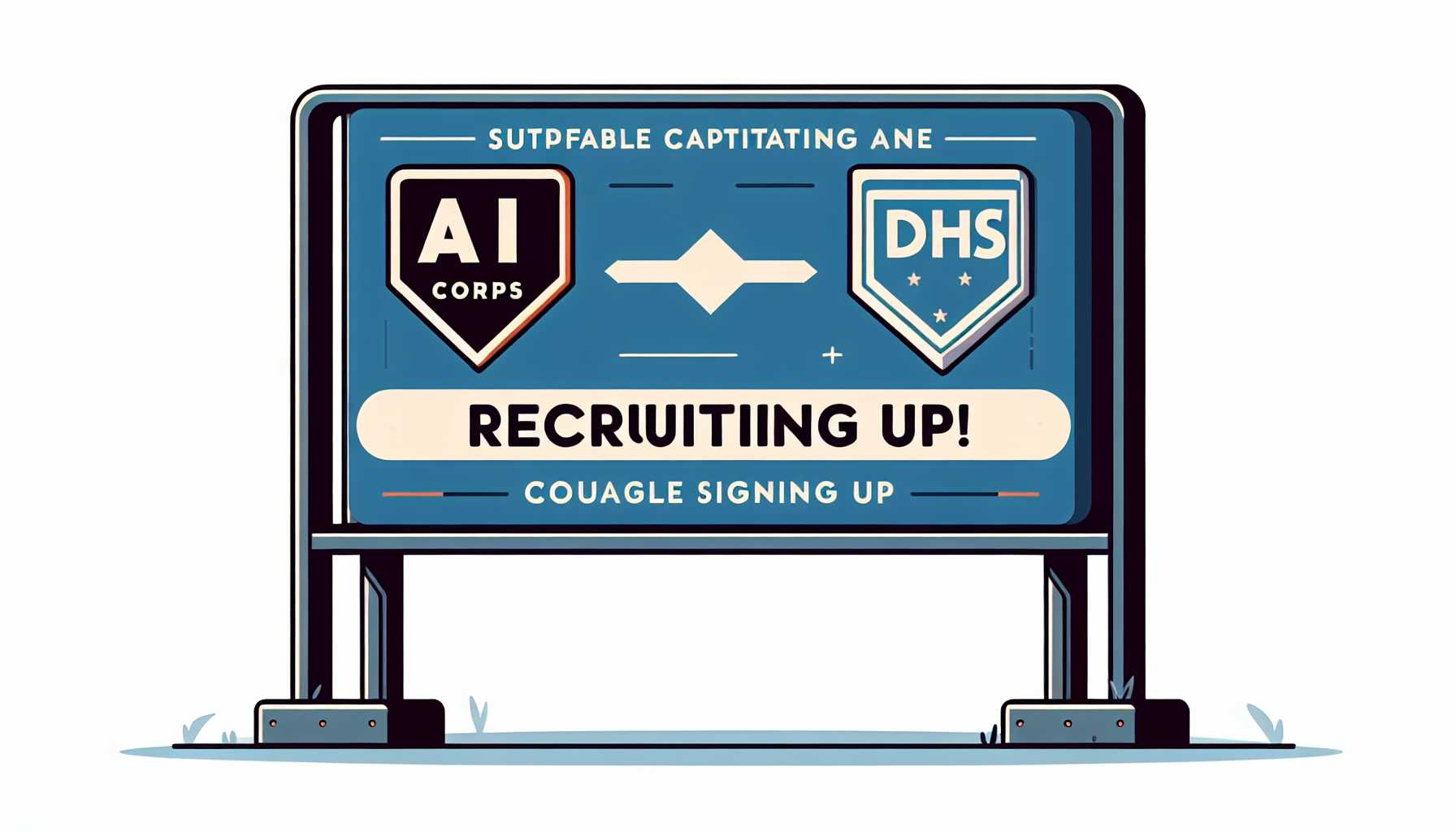 Recruitment sign with AI Corps and DHS logo