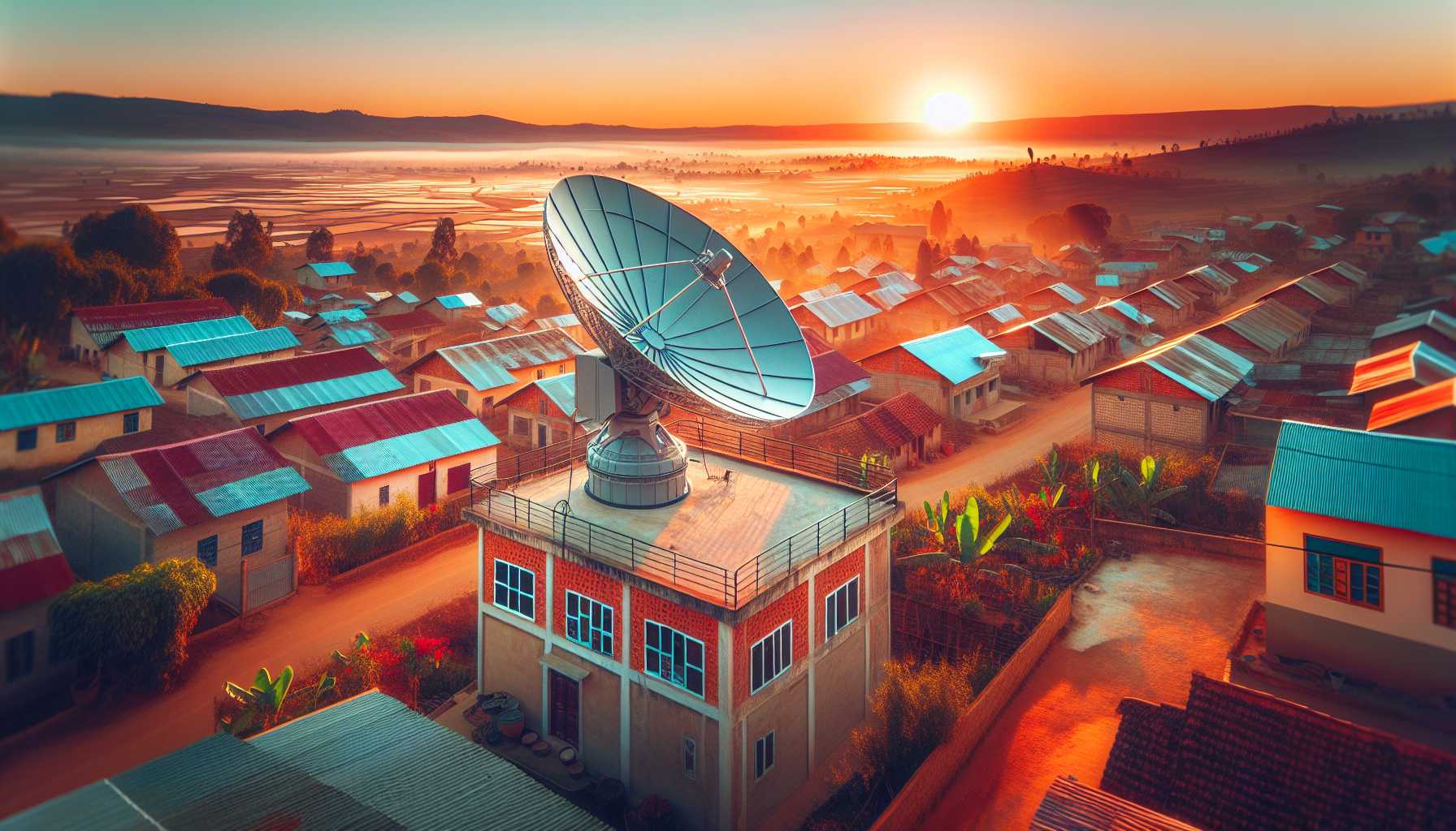 a satellite dish on a roof in Madagascar