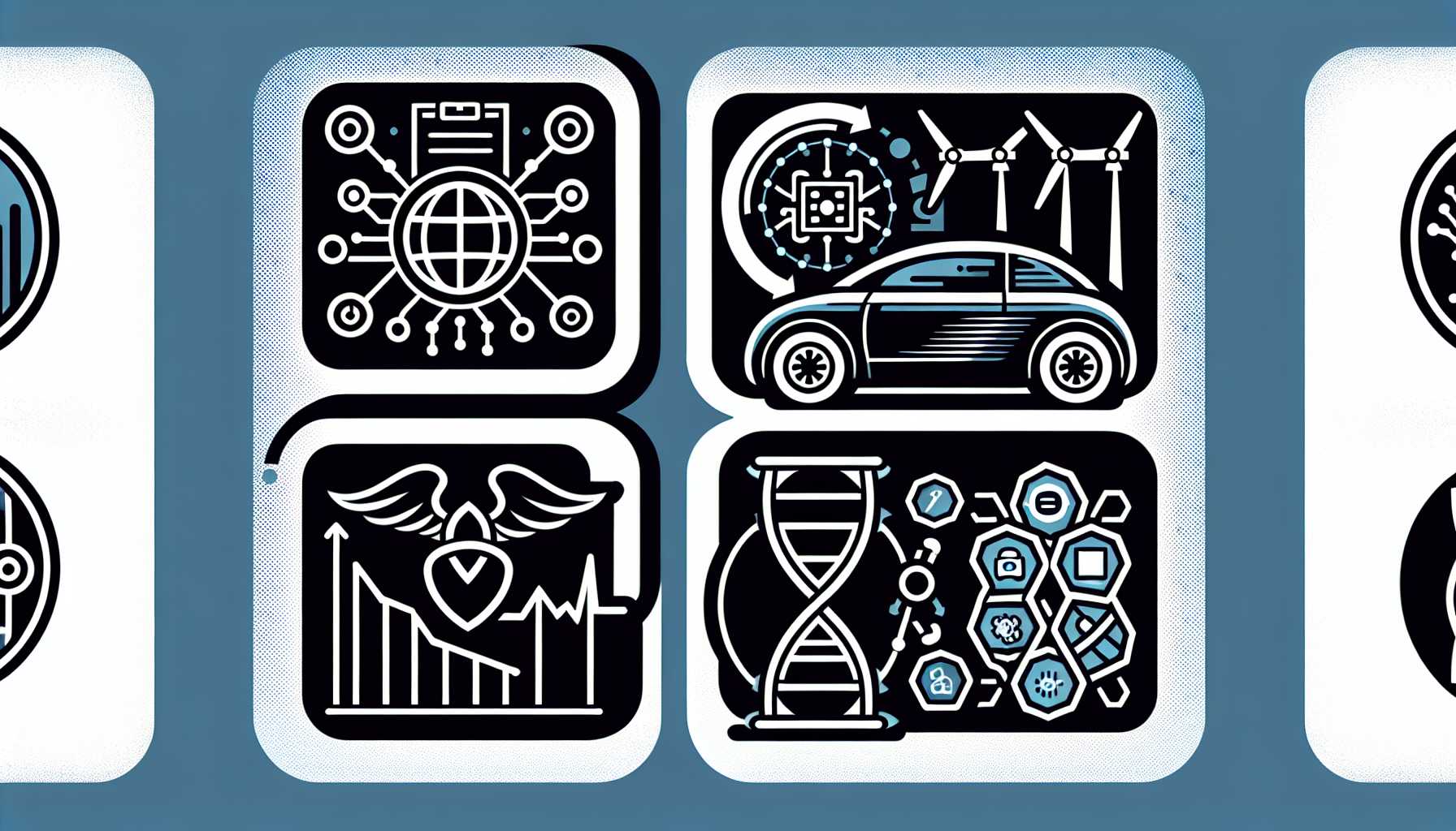 collection of high-tech stocks represented by icons: Palantir, Tesla, Intellia Therapeutics