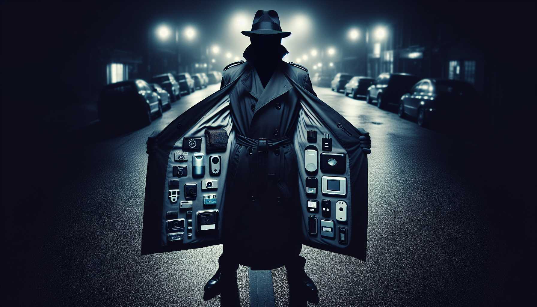 malevolent silhouette selling spyware out of a trench coat