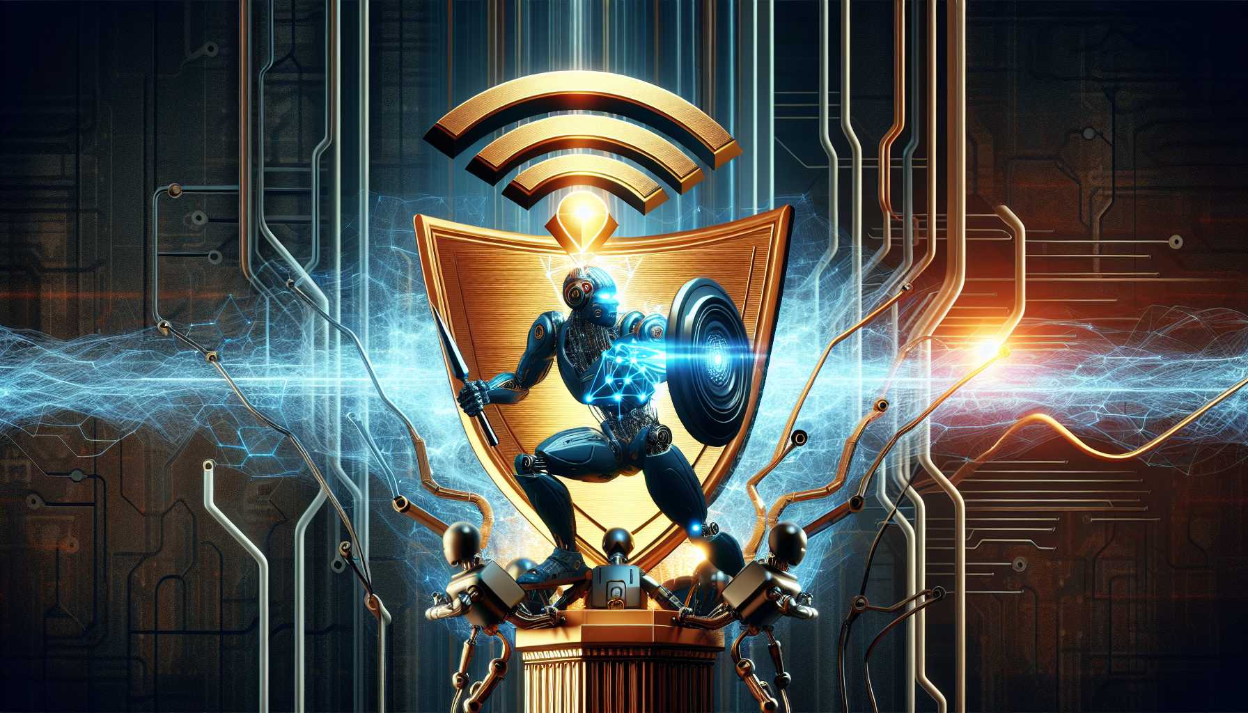 FCC emblem combating AI robots